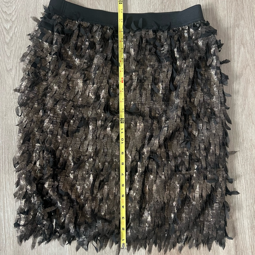 Worthington Black and Gold Fringe Mini Skirt